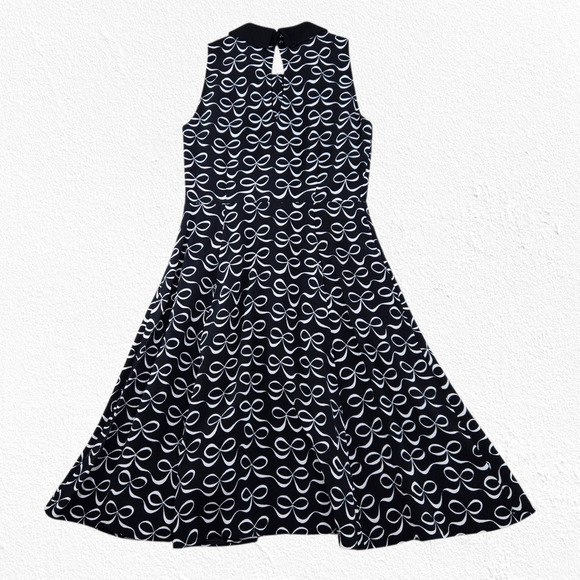 Kate Spade Mackenna Black White Bow Print Dress Size 0 Sleeveless A-Line Dress - Picture 11 of 11